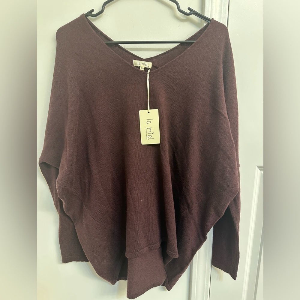 LA MIEL Deep Maroon Knit Top